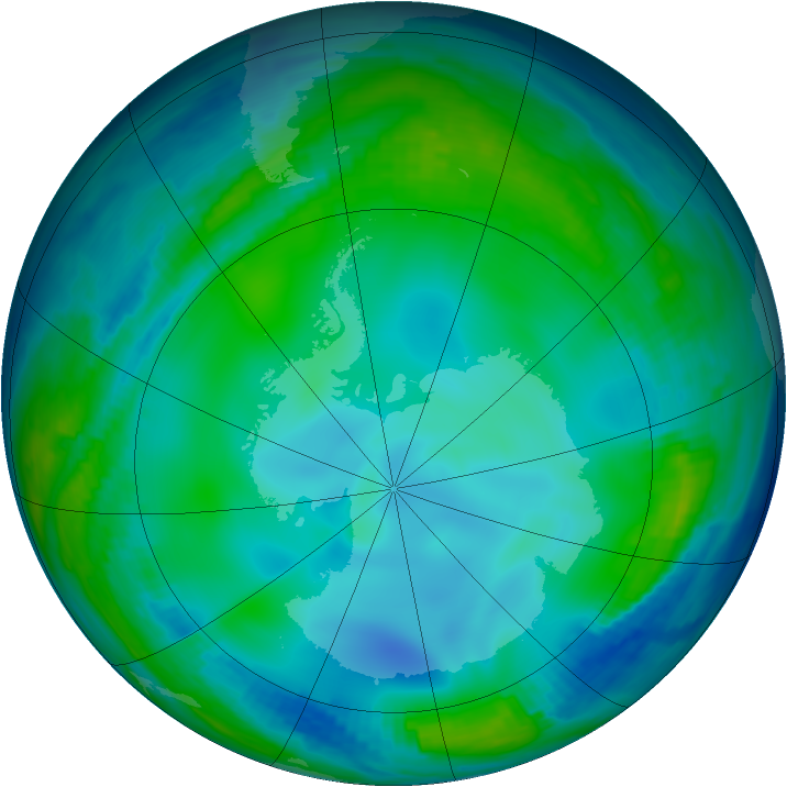 Antarctic ozone map for 30 June 1997
